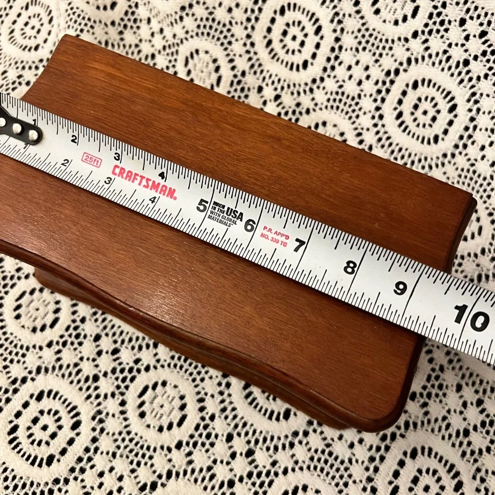 Vintage 1980s Wooden Jewelry Box | Mirror Drawer | Cottage